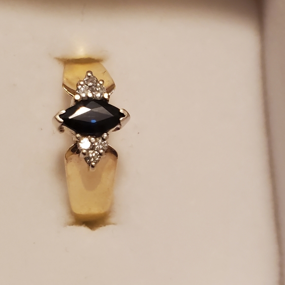 ***SOLD*** 14K Yellow Gold Sapphire Diamond Ring - Picture 3 of 14